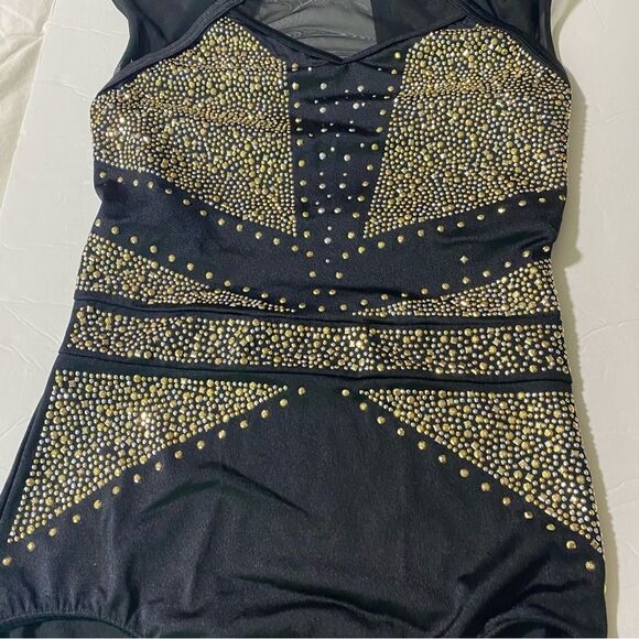 Weissman Elite dance costume black rhinestones studded leotard Get Dat 14732 MA - Picture 5 of 11
